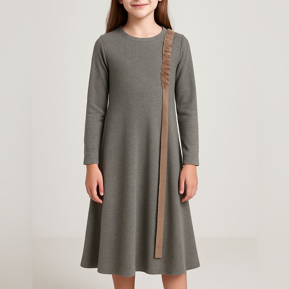 Unlabel Gray Wool Blend Long Sleeve Fit & Flare Dress Girl’s Size 14